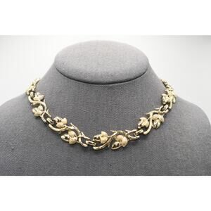Vintage Coro Acorn Choker Necklace Gold Tone 1950s Signed 16”